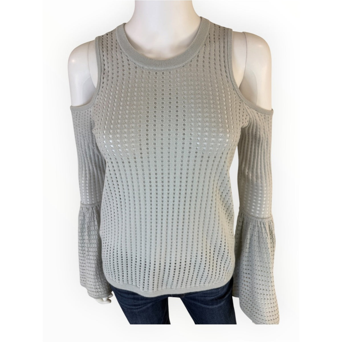 BCBGMAXAZRIA Gray "Lucia" Cold-Shoulder Sweater Size S