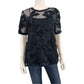ELIE TAHARI NWT Navy Blue Embroidered Kay Blouse Size M