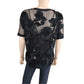 ELIE TAHARI NWT Navy Blue Embroidered Kay Blouse Size M