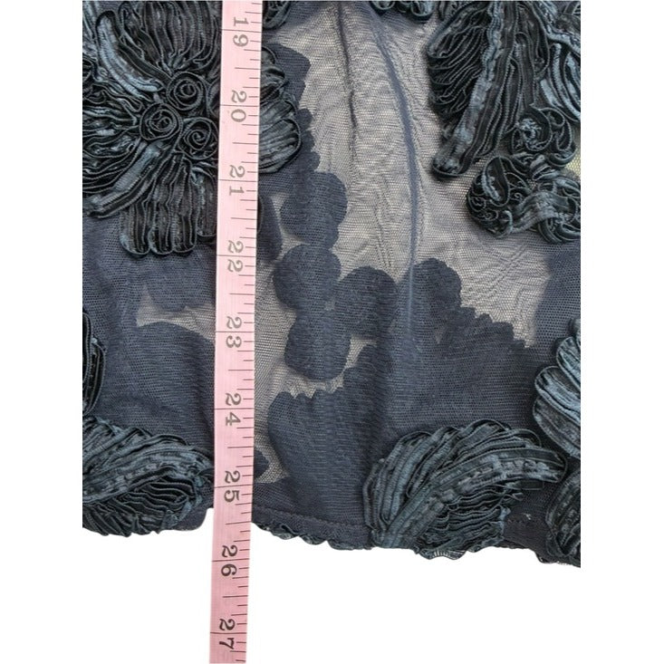 ELIE TAHARI NWT Navy Blue Embroidered Kay Blouse Size M