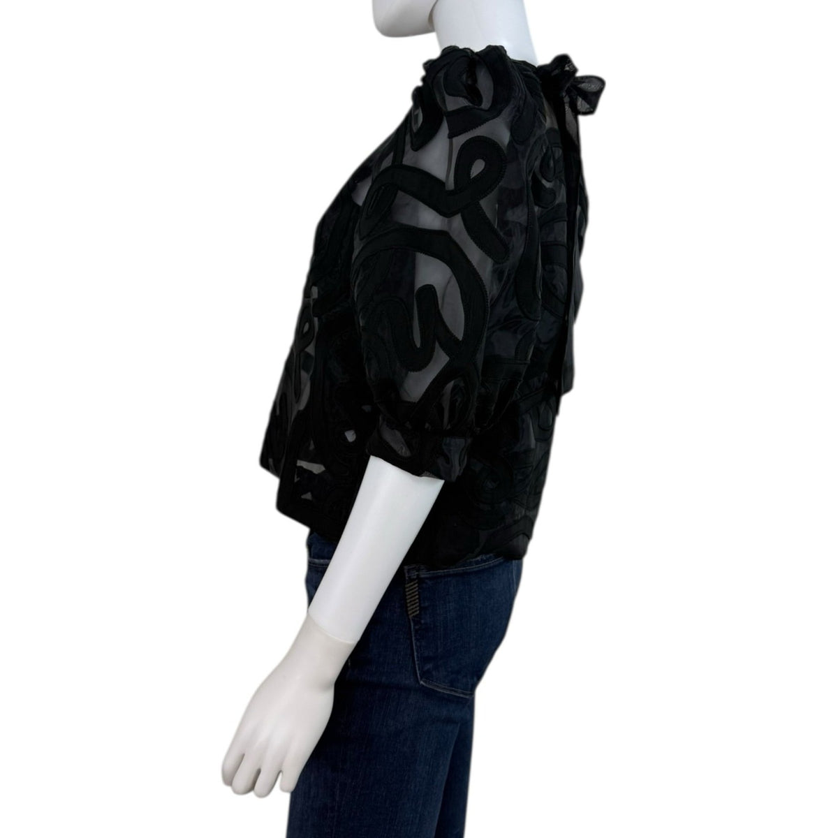 Emily McCarthy NWT Black Organza Bella Blouse Size XS N1057