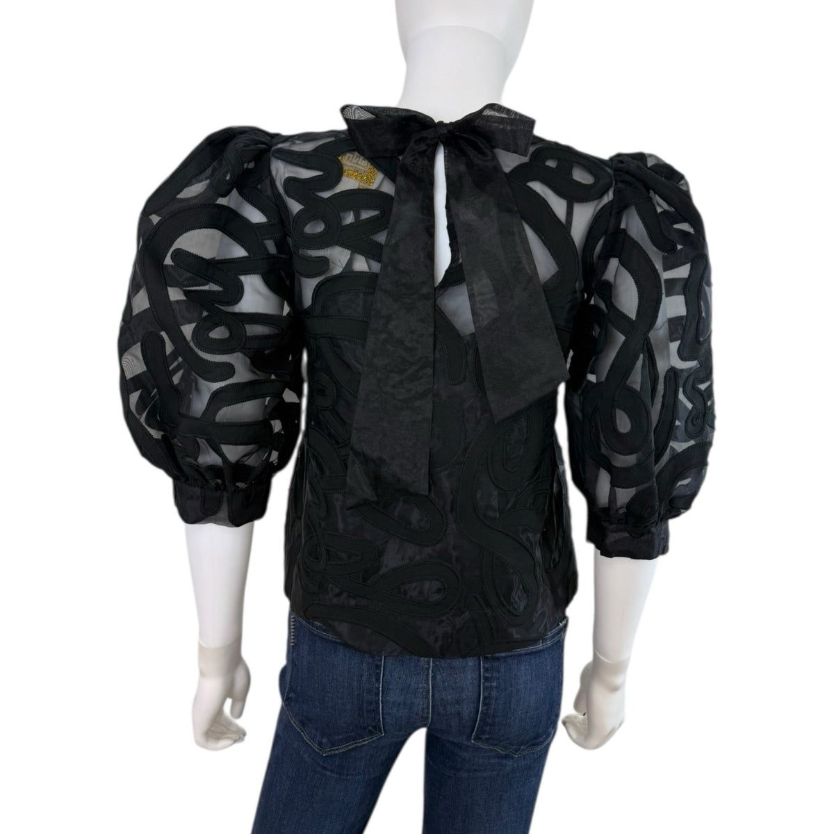 Emily McCarthy NWT Black Organza Bella Blouse Size XS N1057