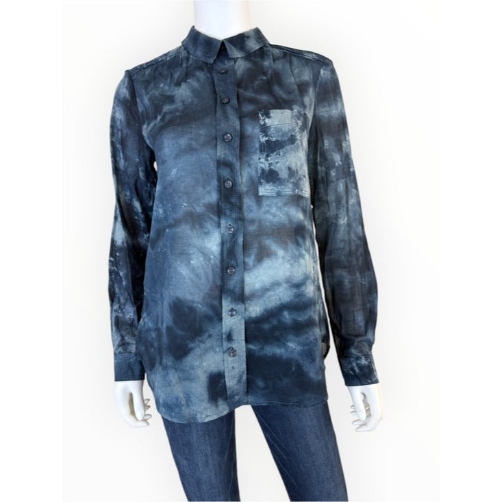 Pilcro and the Letterpress Blue Cate Classic Tie-Dye Button-down Size S