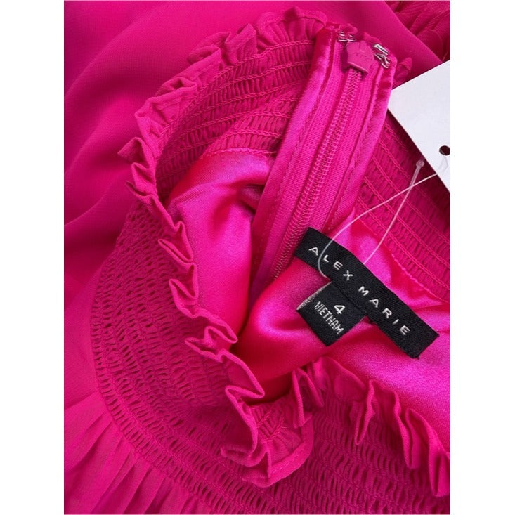 Alex Marie Bright Pink Amelia Cocktail Dress Size 4