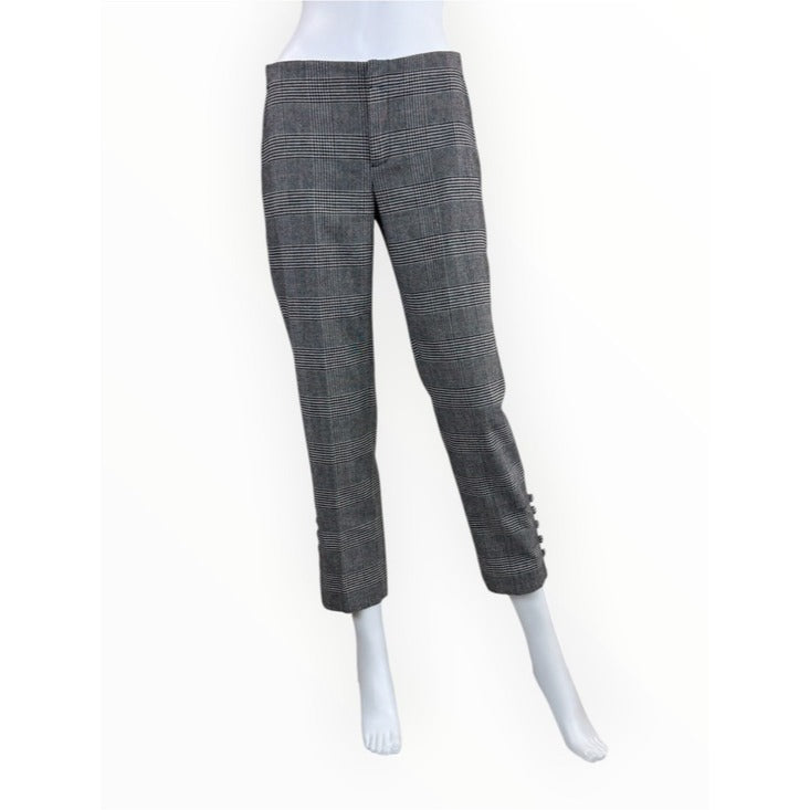 Banana Republic Avery Gray Plaid Button Ankle Pants Size 0