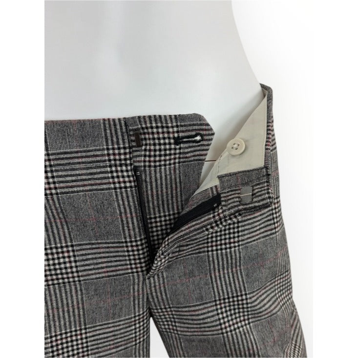 Banana Republic Avery Gray Plaid Button Ankle Pants Size 0