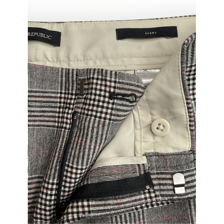 Banana Republic Avery Gray Plaid Button Ankle Pants Size 0