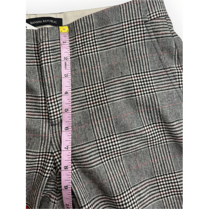 Banana Republic Avery Gray Plaid Button Ankle Pants Size 0