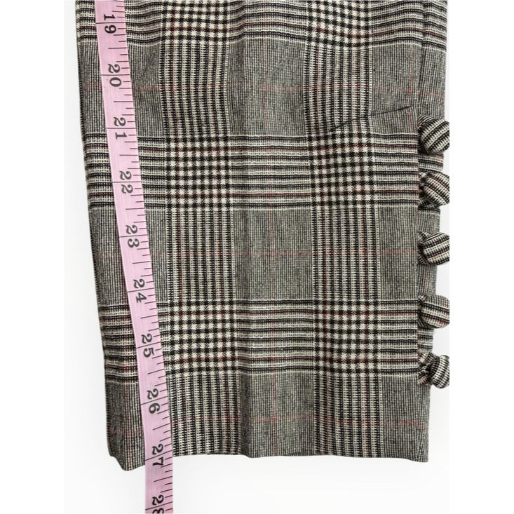 Banana Republic Avery Gray Plaid Button Ankle Pants Size 0