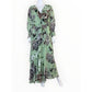 Taylor Floral Mint Hazelnut 3/4 Sleeve Faux Wrap Maxi Dress Size L