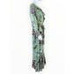 Taylor Floral Mint Hazelnut 3/4 Sleeve Faux Wrap Maxi Dress Size L