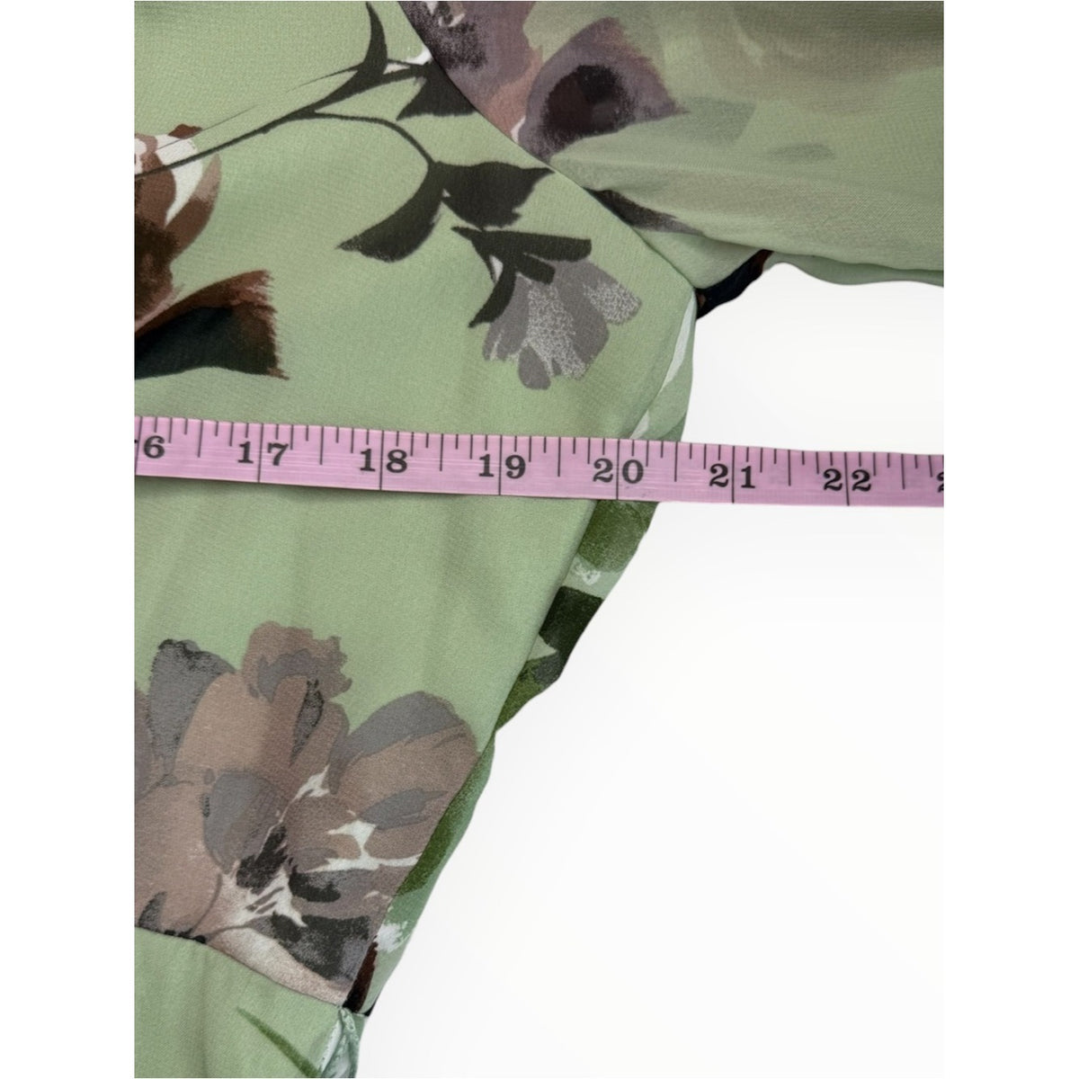 Taylor Floral Mint Hazelnut 3/4 Sleeve Faux Wrap Maxi Dress Size L
