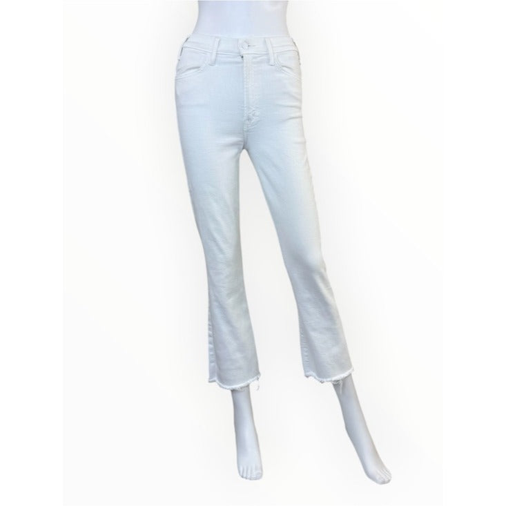 MOTHER White The Hustler Ankle Fray Jeans Size 25
