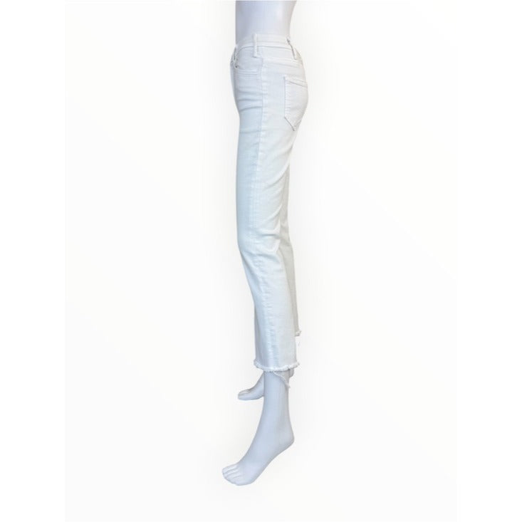 MOTHER White The Hustler Ankle Fray Jeans Size 25
