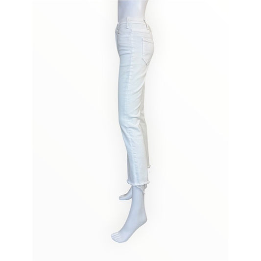 MOTHER White The Hustler Ankle Fray Jeans Size 25