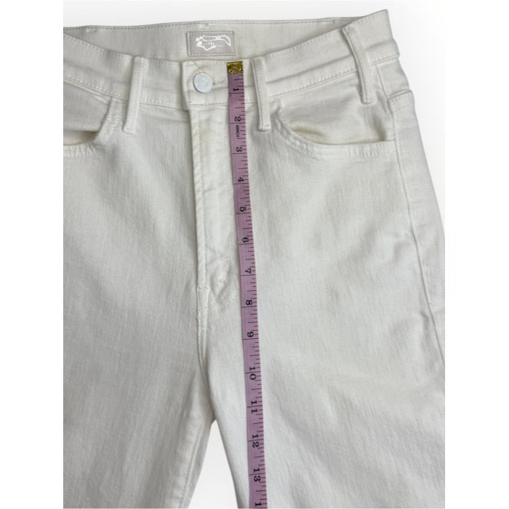MOTHER White The Hustler Ankle Fray Jeans Size 25