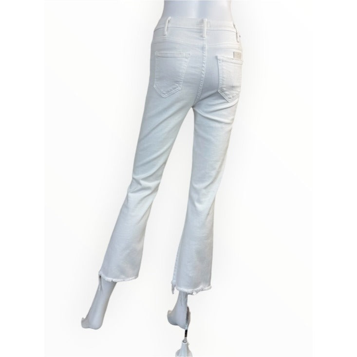 MOTHER White The Hustler Ankle Fray Jeans Size 25