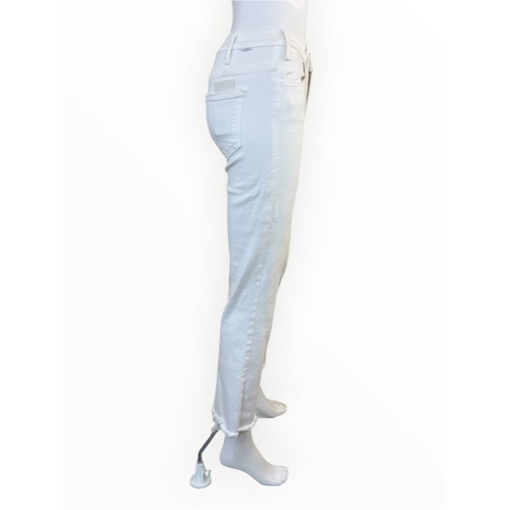 MOTHER White The Hustler Ankle Fray Jeans Size 25