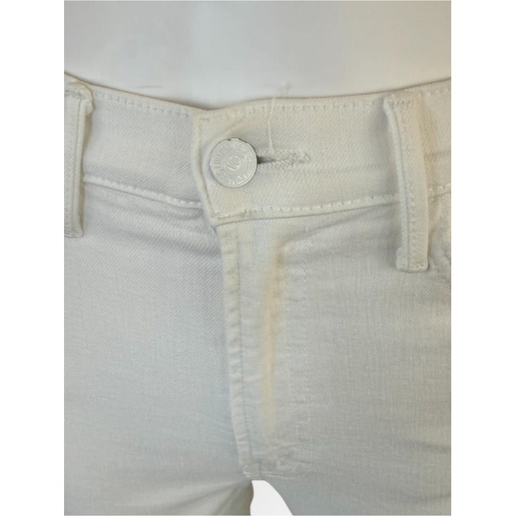 MOTHER White The Hustler Ankle Fray Jeans Size 25
