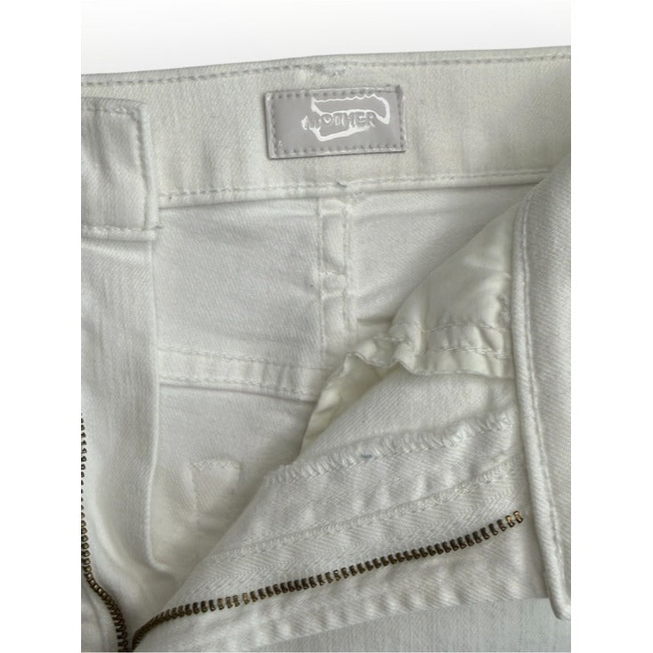MOTHER White The Hustler Ankle Fray Jeans Size 25
