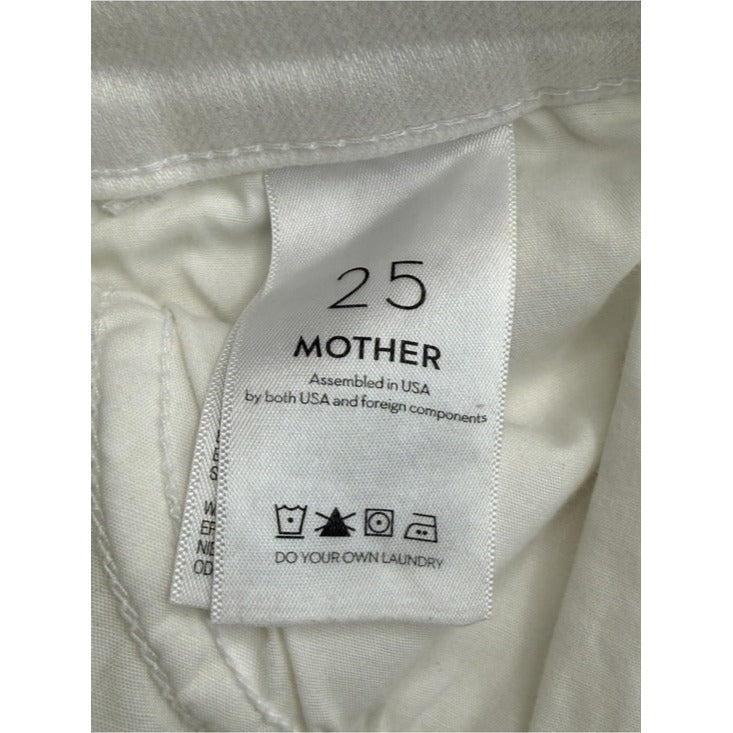 MOTHER White The Hustler Ankle Fray Jeans Size 25