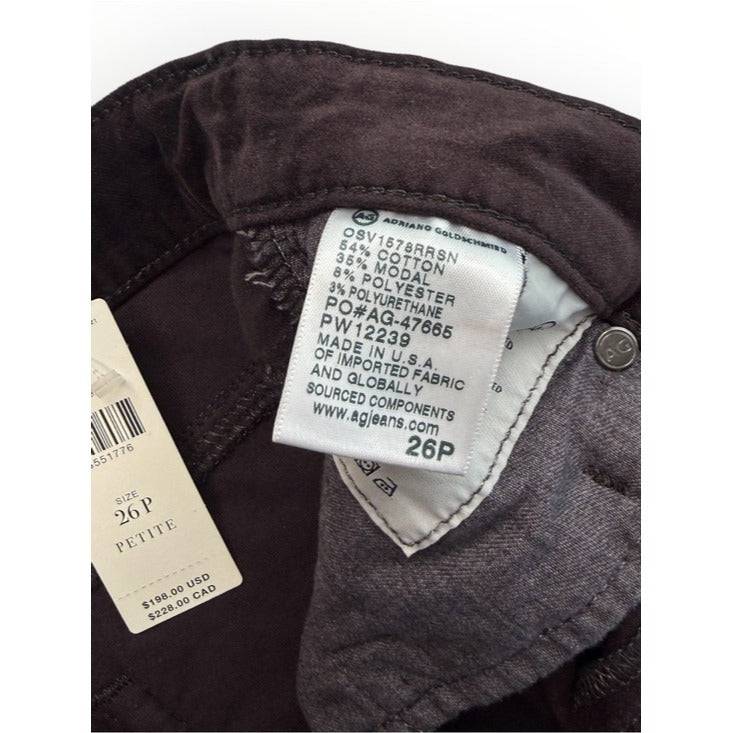 AG x Anthropologie NWT Plum Velour High Rise Stevie Ankle Jeans Size 26P