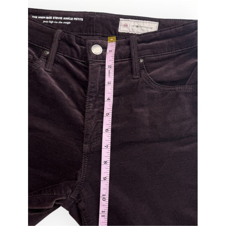 AG x Anthropologie NWT Plum Velour High Rise Stevie Ankle Jeans Size 26P