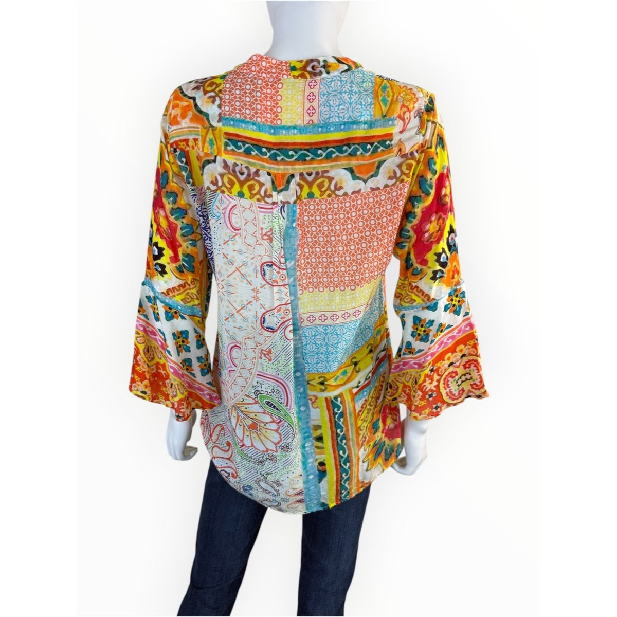 Lior Paris Patchwork Floral Paisley Blouse Size S