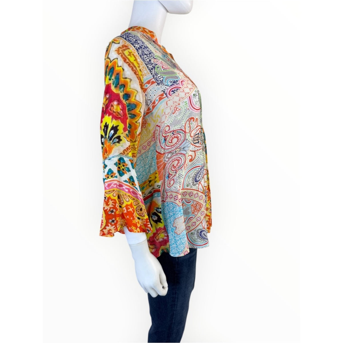 Lior Paris Patchwork Floral Paisley Blouse Size S