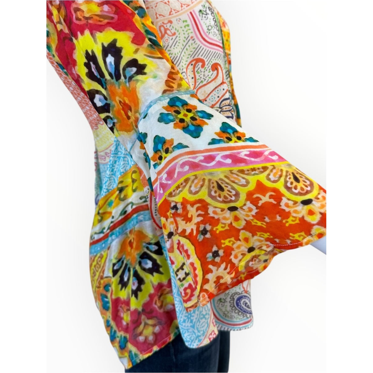 Lior Paris Patchwork Floral Paisley Blouse Size S