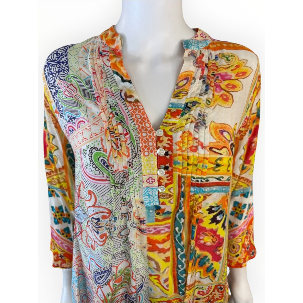 Lior Paris Patchwork Floral Paisley Blouse Size S