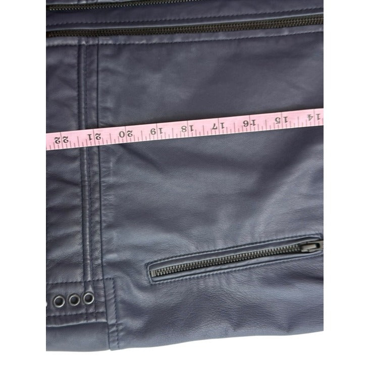 Joie Dark Navy Caldine Lambskin Leather Biker Jacket Size L