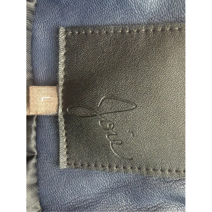 Joie Dark Navy Caldine Lambskin Leather Biker Jacket Size L