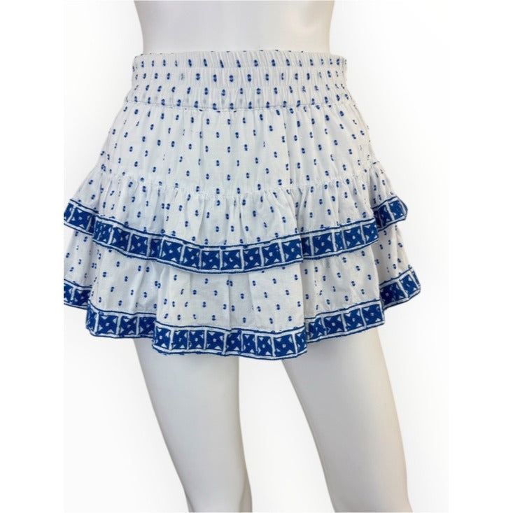 Cake for Dinner Blue Embroidered Tiered Mini Skort Size XS