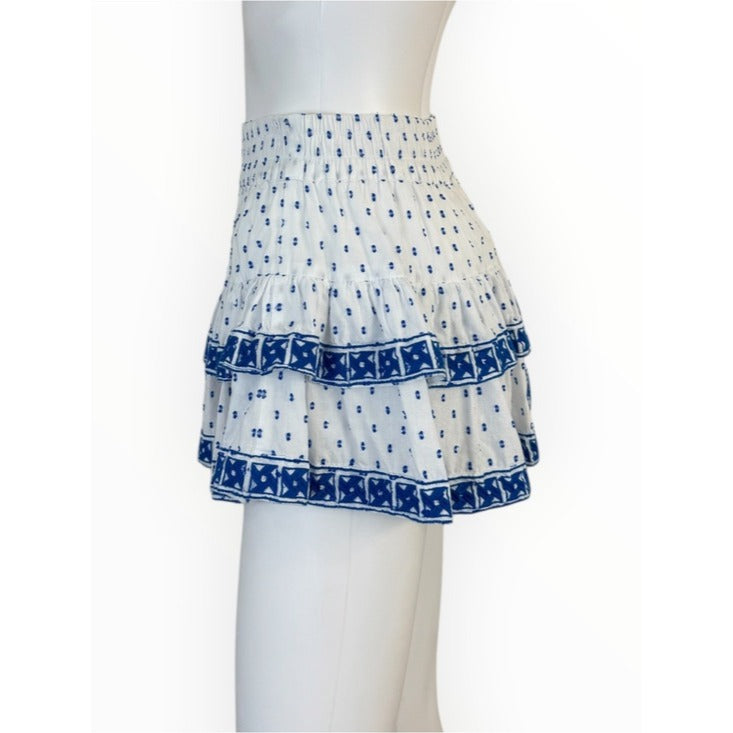 Cake for Dinner Blue Embroidered Tiered Mini Skort Size XS