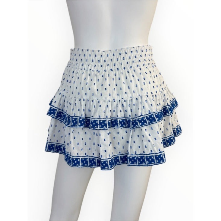 Cake for Dinner Blue Embroidered Tiered Mini Skort Size XS