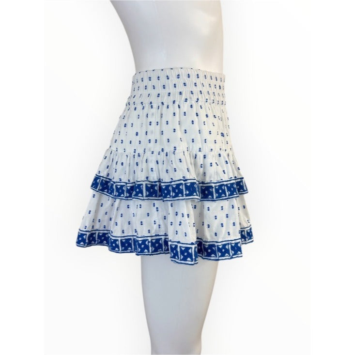 Cake for Dinner Blue Embroidered Tiered Mini Skort Size XS