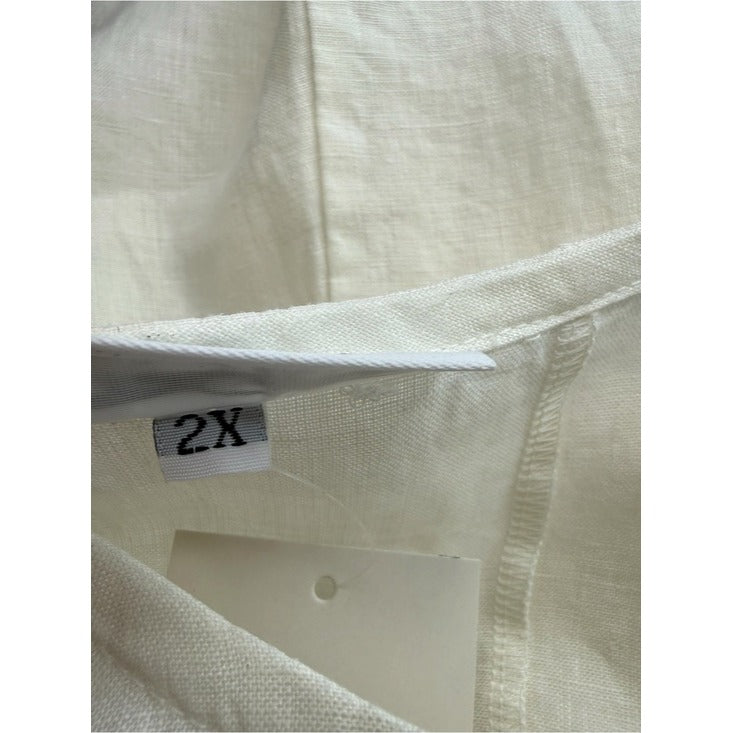BRYN Walker White 100% Linen Tank Size 2X