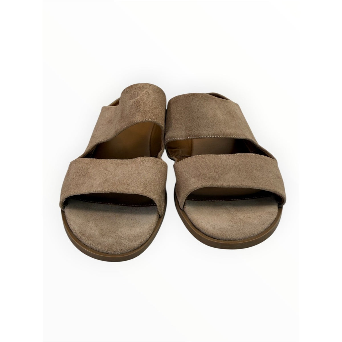 AQAUTALIA Tan Suede Abbey Weatherproof Slide Sandals Size 8.5