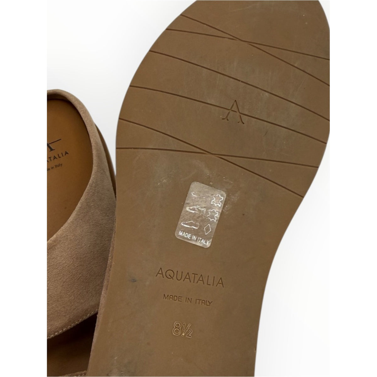 AQAUTALIA Tan Suede Abbey Weatherproof Slide Sandals Size 8.5