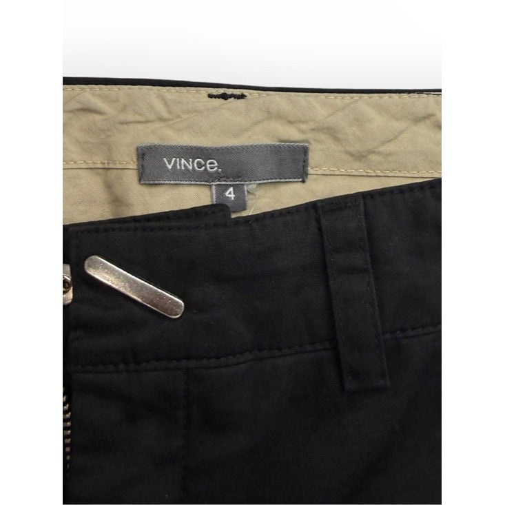 Vince. Black Cotton Tailored Ankle Pants Size 4