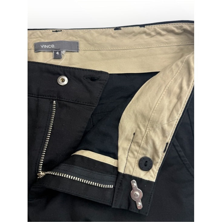 Vince. Black Cotton Tailored Ankle Pants Size 4