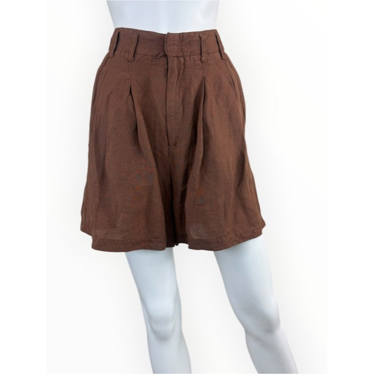 Free People NWT Brown Linen Shorts Size 8