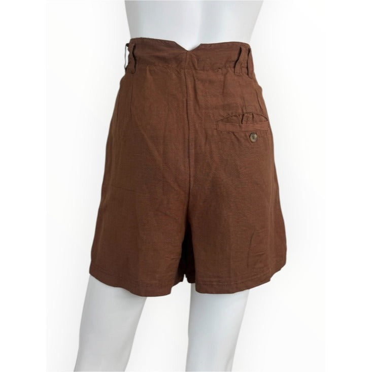 Free People NWT Brown Linen Shorts Size 8