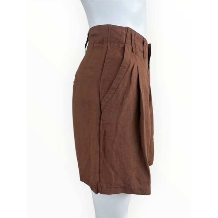 Free People NWT Brown Linen Shorts Size 8