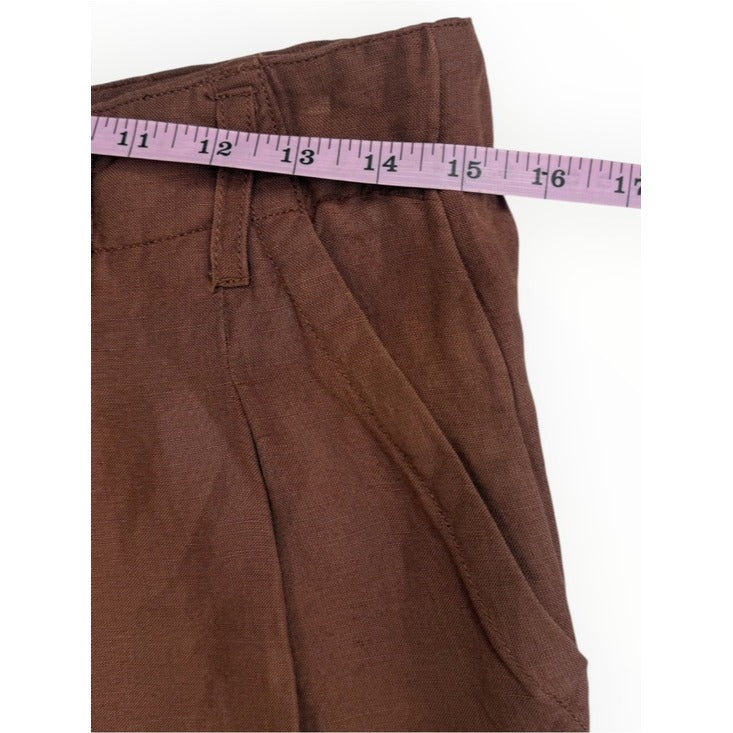 Free People NWT Brown Linen Shorts Size 8