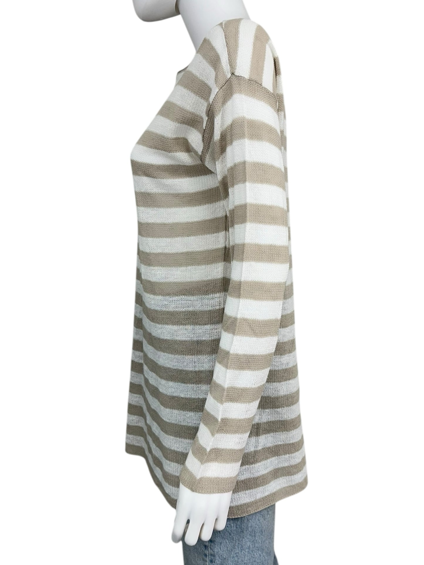 EILEEN FISHER Cream And Tan Striped Sweater Size XS