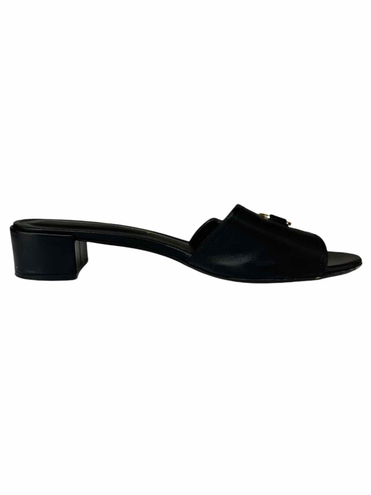 Salvatore Ferragamo Black Leather Rhodes Mules Size 7.5