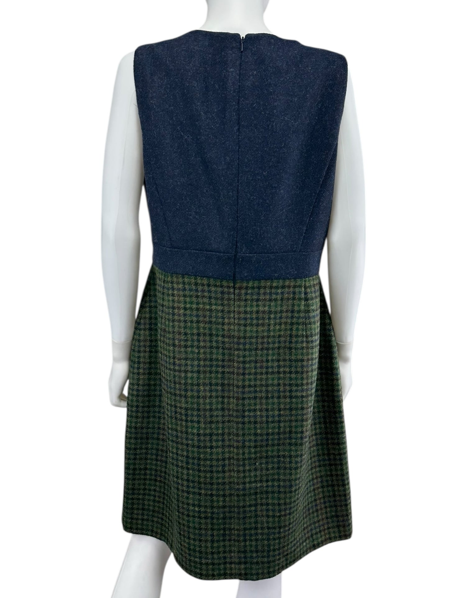 HOBBS LONDON Navy & Green Wool Dress Size 12