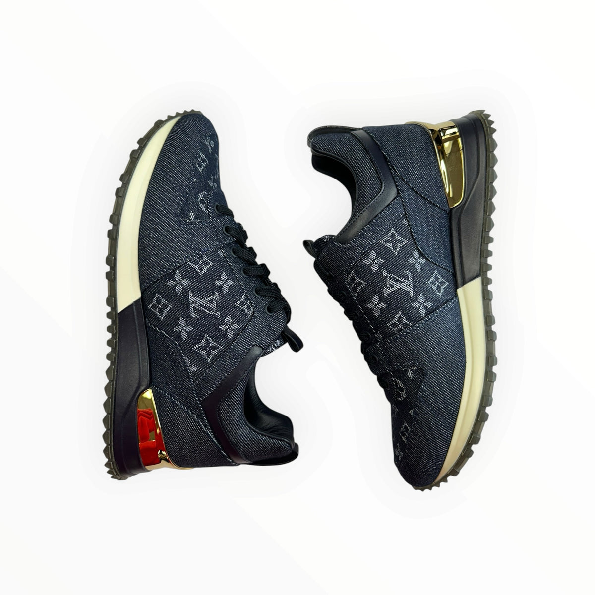 Louis Vuitton Blue Monogram Denim Run Away Sneakers Size 37